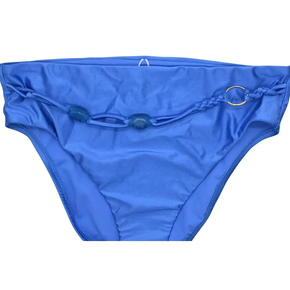 Red Carter Women's Belted High Waist Bikini Bottoms in Voyage Blue
